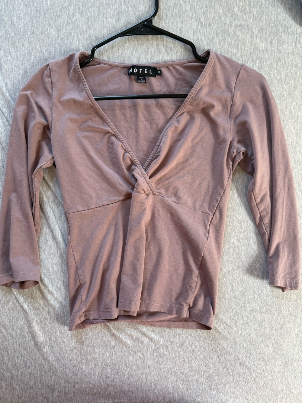 Motel Rocks Dusty Mauve Surplice Long Sleeve Top
